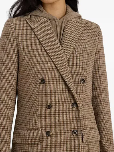 Ralph Lauren Double-breasted Wool-blend Twill Blazer In Brown