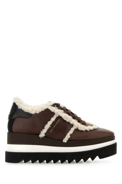 Stella Mccartney Alter Suede Sneak Elys Sneakers Shearling Platform In Brown