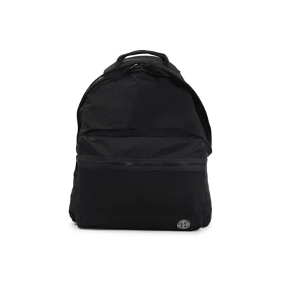 Stone Island Backpack Adjustable Straps Front Zip Pocket Top Handle In Pattern
