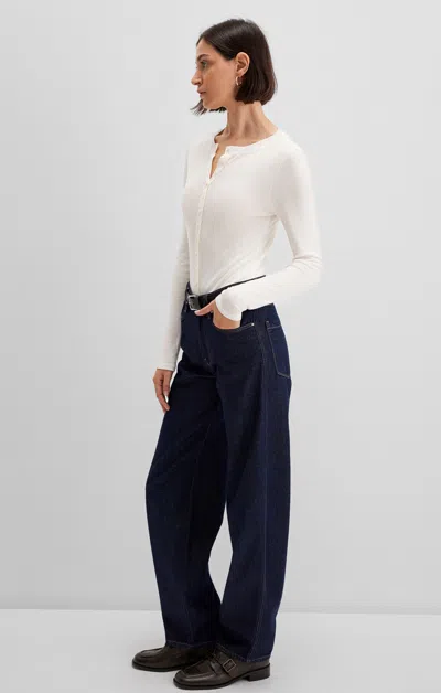 Mavi Edition Button-up Long Sleeve T-shirt In Coconut Milk In White