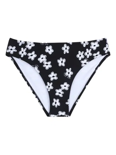 Marc Jacobs Floral-print One-shoulder Bikini Set (set Of Two) In Black
