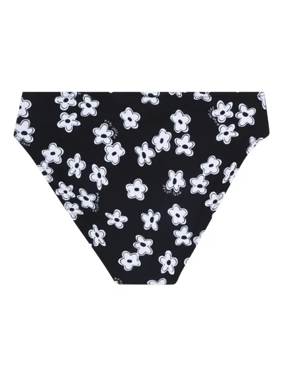 Marc Jacobs Floral-print One-shoulder Bikini Set (set Of Two) In Black