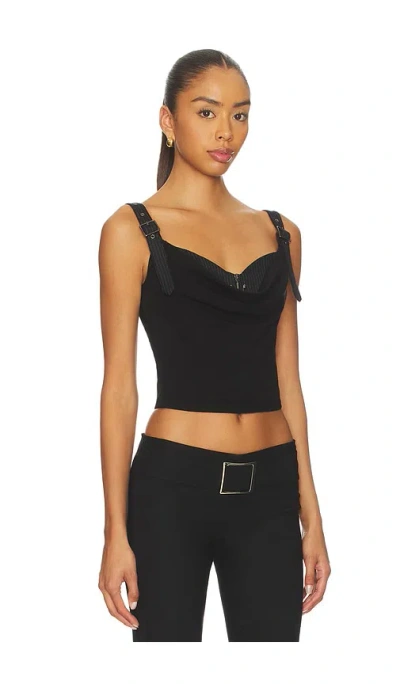 Marrknull Printed Pleated Corset Top In Black