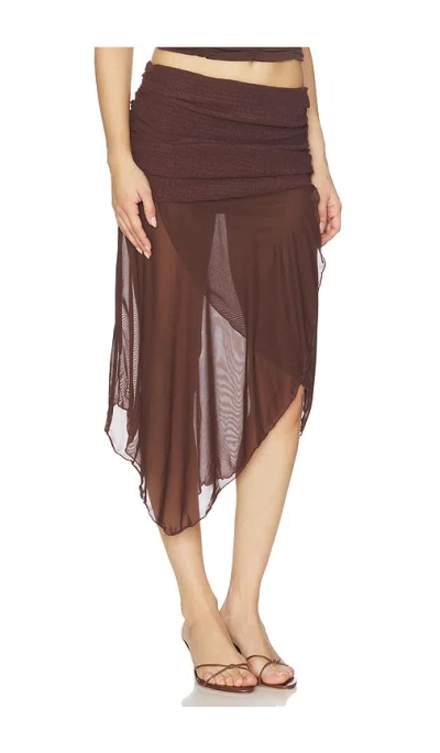 Tiger Mist Zinnia Midi Skirt In Brown