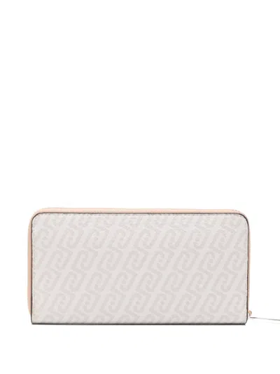 Liu •jo Large Monogram Zip Wallet In Neutral