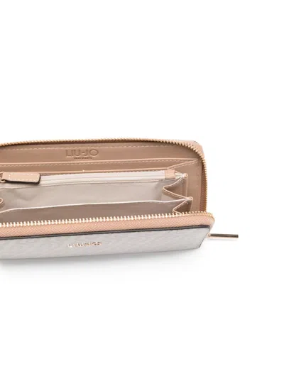 Liu •jo Large Monogram Zip Wallet In Neutral