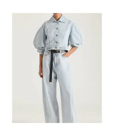 Givenchy Cropped Cocoon Jacket Front Back Yoke Pockets In Blue