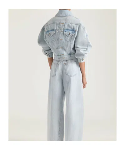 Givenchy Cropped Cocoon Jacket Front Back Yoke Pockets In Blue
