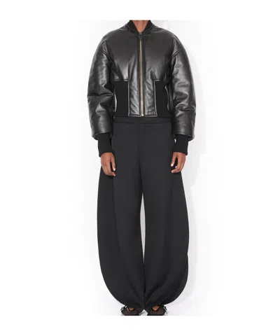 Alaïa Womens Noir Alaia Cinched Leather Bomber Jacket In Black