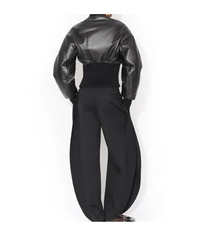 Alaïa Womens Noir Alaia Cinched Leather Bomber Jacket In Black