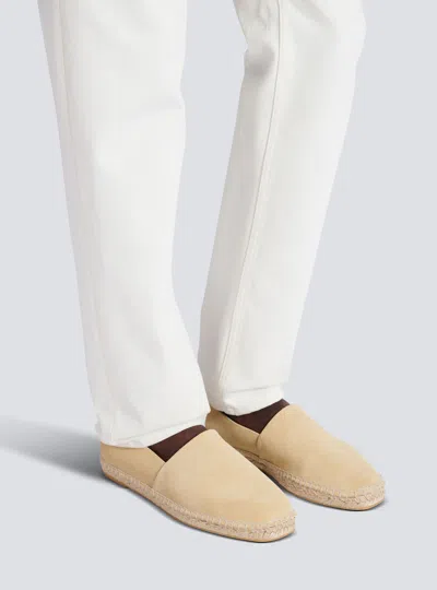 Balmain Suede Logo Espadrilles In Neutral