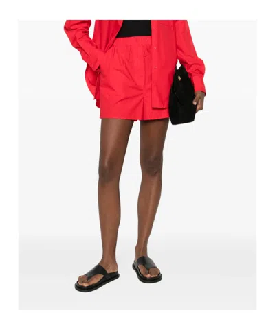 The Frankie Shop Elastic Waist Shorts In Red