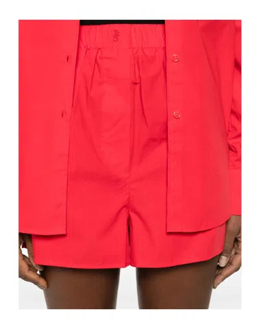 The Frankie Shop Elastic Waist Shorts In Red