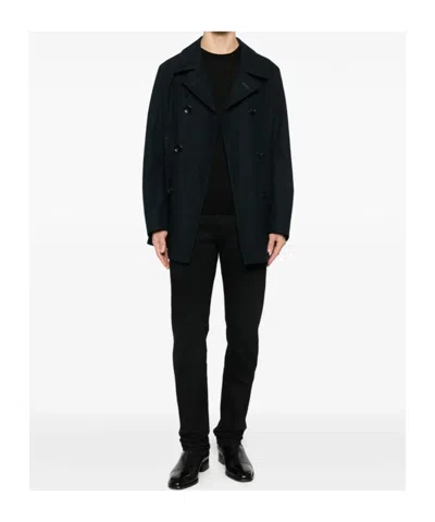 Tom Ford Selvedge Denim Straight Fit Jeans Logo Patch In Black