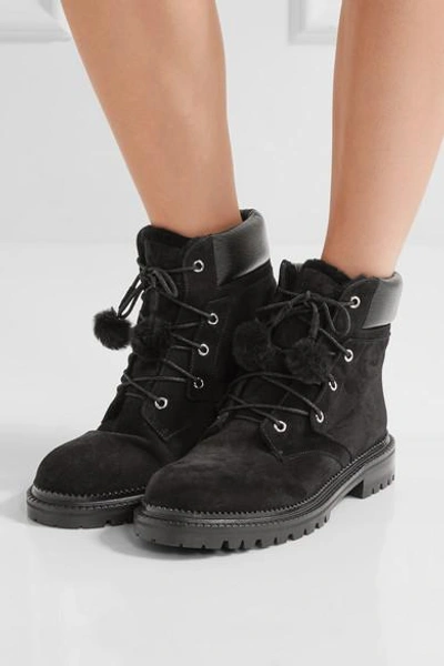Jimmy Choo Elba Shearling lined Suede Ankle Boots In Black ModeSens