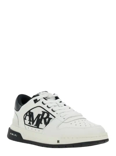 Amiri White Low Top Sneakers With Logo Patch On The Side And Contrasting Heel With Logo Lettering In Leath In Multi