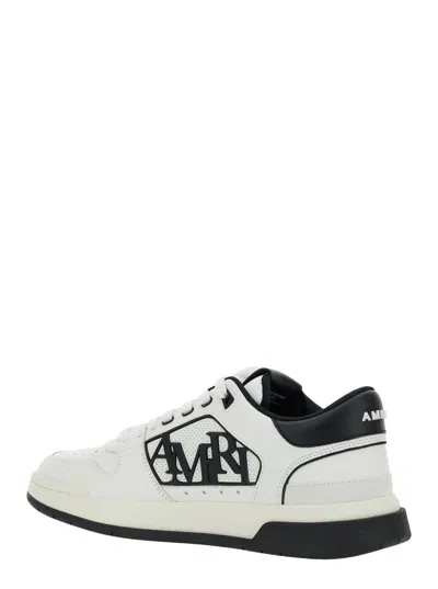 Amiri White Low Top Sneakers With Logo Patch On The Side And Contrasting Heel With Logo Lettering In Leath In Multi