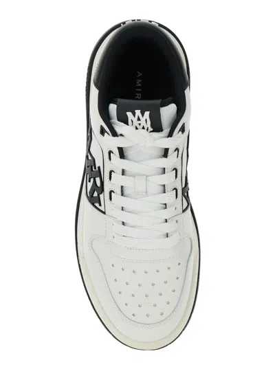 Amiri White Low Top Sneakers With Logo Patch On The Side And Contrasting Heel With Logo Lettering In Leath In Multi
