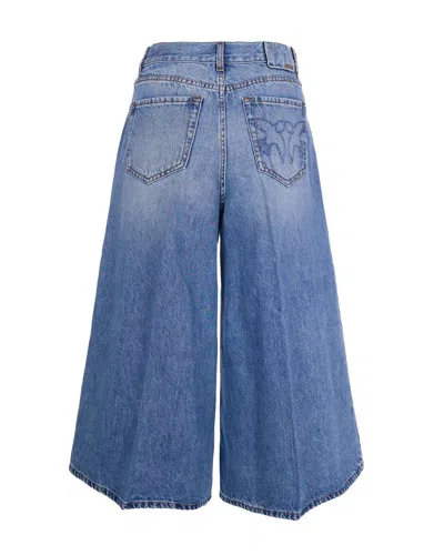 Pinko Seam Wide Leg Denim Jeans In Blue
