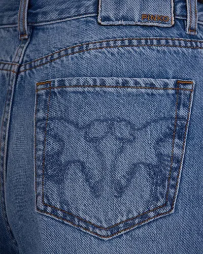 Pinko Seam Wide Leg Denim Jeans In Blue