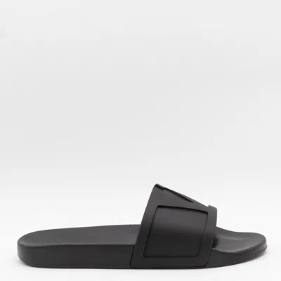 Valentino Garavani Viva Superstar Rubber Slippers Flat Sole In Black