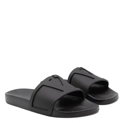 Valentino Garavani Viva Superstar Rubber Slippers Flat Sole In Black