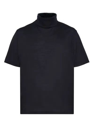 Low Brand Turtleneck Short-sleeve Sweater In Blue