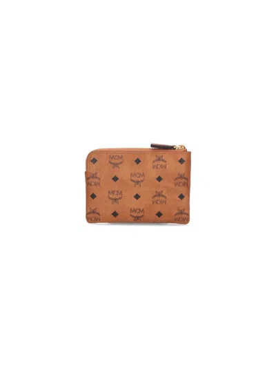 Mcm Aren Zip Purse In Brown