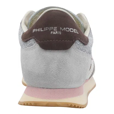 Philippe Model Blville Glitter Panelled Trainers In Gray