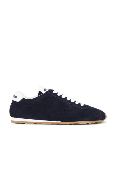 Miu Miu Plume Nylon Scamosciato Sneaker In Blue