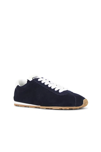 Miu Miu Plume Nylon Scamosciato Sneaker In Blue