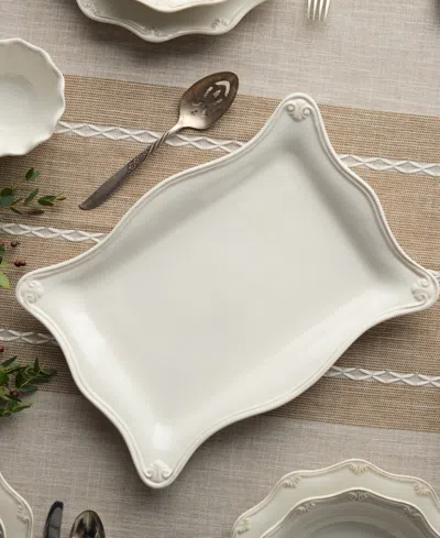 Certified International Heritage Scroll Rectangular Platter In White