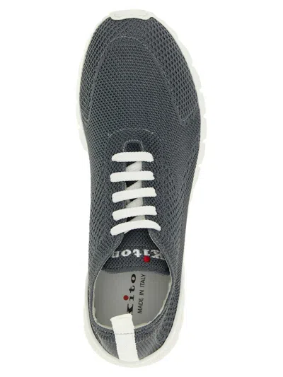 Kiton Fits Sneakers Round Toe Knit Upper In Gray