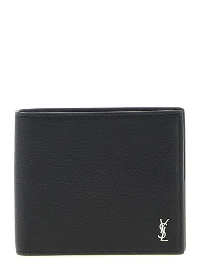 Saint Laurent Cassandre Wallet In Black
