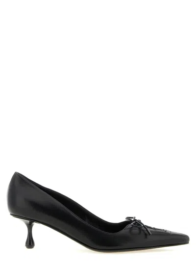 Jimmy Choo Scarlett Black Pumps With High Stiletto Heel And Front Laces In Leather Woman