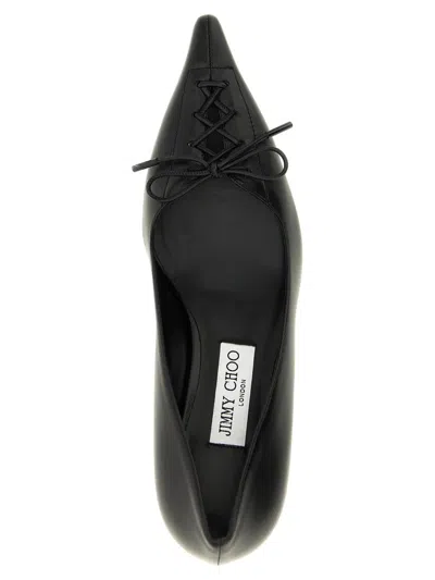 Jimmy Choo Scarlett Black Pumps With High Stiletto Heel And Front Laces In Leather Woman