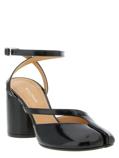 Maison Margiela Tabi Sandals In Brushed Leather In Black