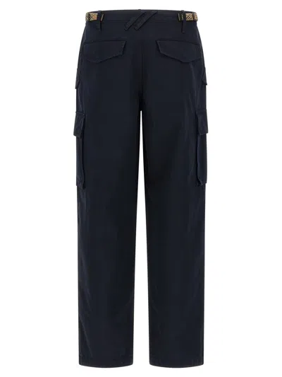 Burberry Cyrus Cargo Trousers Multiple Pocket Design In Blue