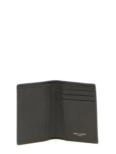 Saint Laurent 'tiny Cassandre' Card Holder In Blue
