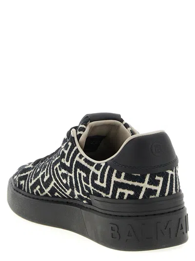 Balmain Monogram Jacquard B-court Trainers In Black