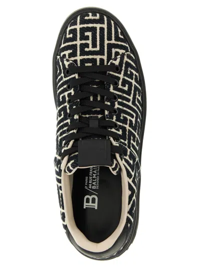 Balmain Monogram Jacquard B-court Trainers In Black