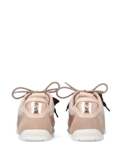 Pinko Yulia Leather And Mesh Sneakers With Two-tone Laces In Pink