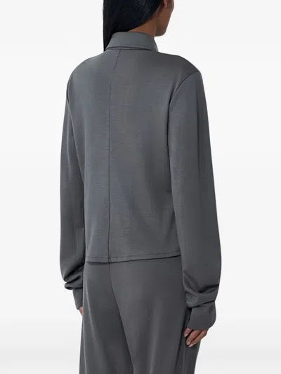 Rier Button-down Long-sleeved Shirt In Gray