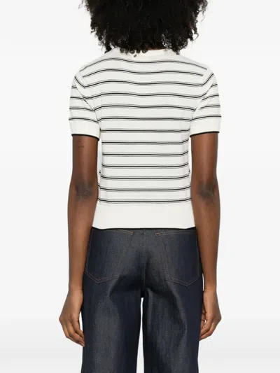 Apc Striped-pattern T-shirt In White