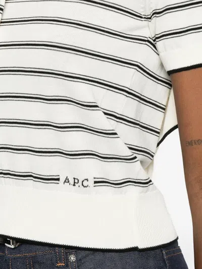Apc Striped-pattern T-shirt In White