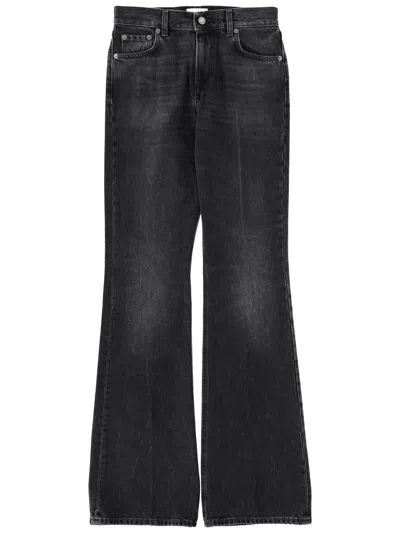 Haikure 'korea' Grey Jeans With Faded Effect And Logo Patch On The Back In Cotton Woman In Black