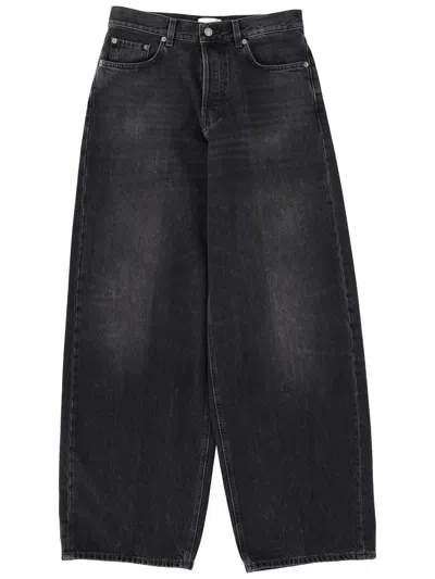 Haikure 'korea' Grey Jeans With Faded Effect And Logo Patch On The Back In Cotton Woman In Black
