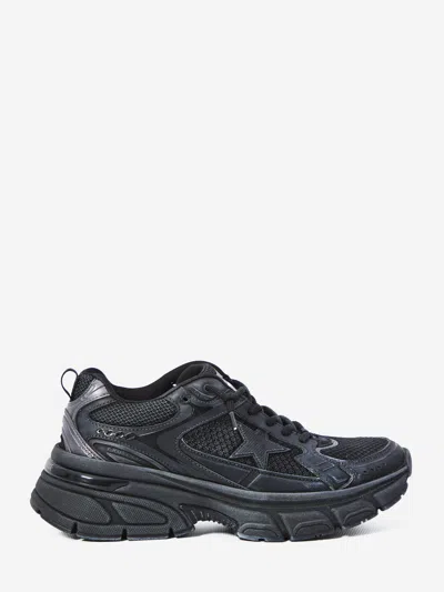 Golden Goose Lightstar Net And Leather Upper Tpu Star Net Heel And Spur In Black