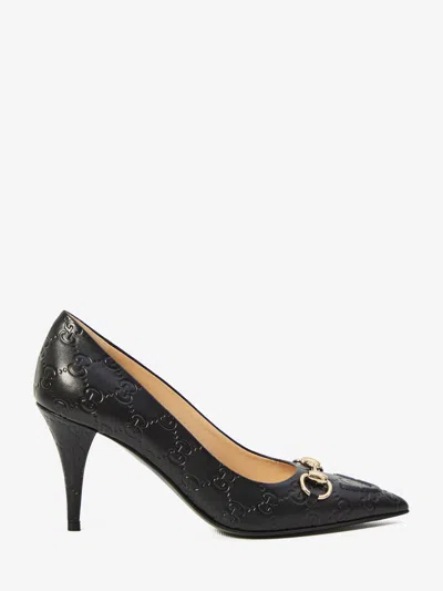 Gucci Calf Leather Bos Taurus Mid Heel Pumps In Animal Print