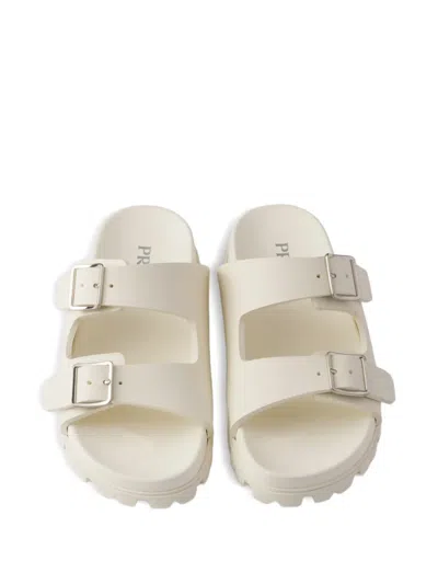 Prada Buckle Strap Sandals In Neutral